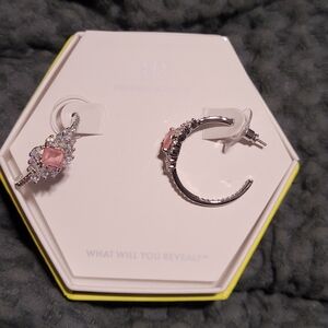 Silver Hoop Earrings with Rose Quartz